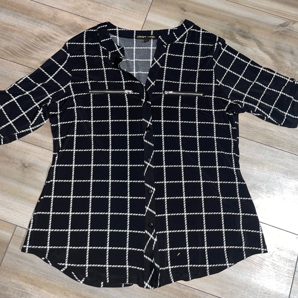 Monochrome Grid Button Down Shirt